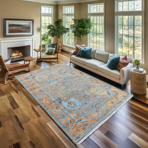 Elegante Alfombra Crema Oushak Moderna Estilo Antiguo Disponible en 4x6 5x8 6x9 8x10 9x12 10x14 pies para Sala de Estar - Product Image 1