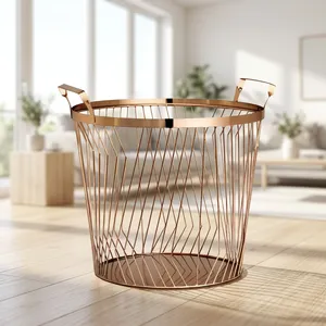 Metal Wire Storage Basket with Handles <b>Decorative</b> Multipurpose Organizer Basket <b>for</b> Kitchen Living <b>Room</b> Bedroom <b>Laundry</b> Home - Product Image 5