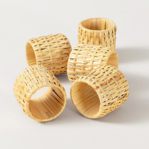 Anillos de Servilleta Redondos de Ratán Hechos a Mano, Estilo Bohemio, Duraderos y Ecológicos, de 4 cm, Color Personalizable para Bodas, Fiestas y Uso en Mesa del Hogar - Product Image 6