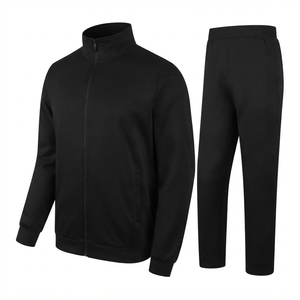Ensemble de survêtement pour homme avec veste à col montant et fermeture éclair, poches zippées, et pantalon de survêtement à jambe droite – Vêtements de sport décontractés en gros - Product Image 1