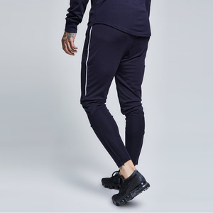 <b>Navy</b> blue sweatpants <b>men</b> Elastic waist <b>joggers</b> casual Side stripe knitted pants Breathable spandex polyester - Product Image 3