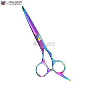 Ciseaux de barbier professionnels en acier inoxydable bleu titane personnalisés pour la coupe de cheveux en salon - Product Image 5