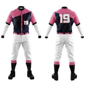 Ensemble uniforme de baseball pour hommes rose, noir et blanc – Maillot et pantalon sublimés respirants à séchage rapide – Tenue de football adulte toutes saisons - Product Image 3