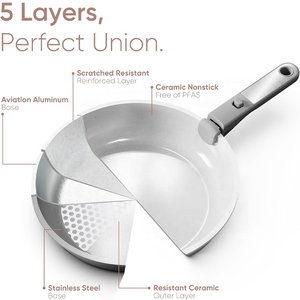 Ensemble de cuisson complet 8 pièces antiadhésif avec revêtement céramique – Poêles, casseroles, cuiseurs vapeur et accessoires de différentes tailles, compatibles four et lave-vaisselle - Product Image 3