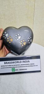 Brass White Heart <b>Pet</b> <b>Urn</b> Golden Silver Paws American Style Handmade Eco-Friendly Durable 200-220 Cubic Inch Capacity Cremation - Product Image 5