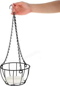 Metal <b>Wire</b> <b>Hanging</b> <b>Basket</b> for Plants Outdoor with Chain and Tray Round <b>Hanging</b> Flower Pot <b>Basket</b> for Garden Balcony Planters - Product Image 3