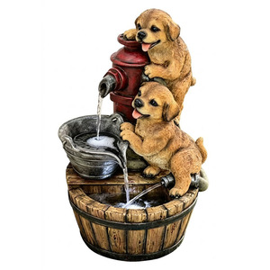 Fontaine décorative de jardin en résine, chiot, ornement de jardin - Product Image 1