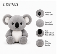 Peluche Koala Mignonne avec Rembourrage en Coton PP, Doudou Doux pour Enfants, Cadeau, Décoration de Crèche
