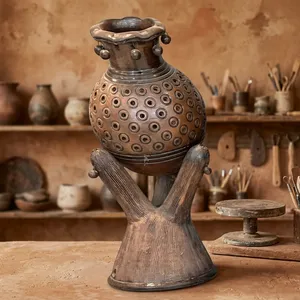 Décoration d'intérieur artisanale en terre cuite naturelle, pièce décorative rustique en céramique pour salon, chambre, cuisine, table - Product Image 5