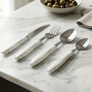 Luxury <b>Marble</b> Handle Cutlery <b>Set</b> Stainless Steel Flatware Dining Spoon Fork Knife <b>Set</b> Modern Tableware Collection - Product Image 4