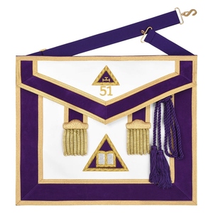 Delantal Masónico para Miembros del Consejo, Borde Blanco y Morado, Emblema Triangular, Regalia Ceremonial Personalizada, Accesorios para Logias al por Mayor - Product Image 3