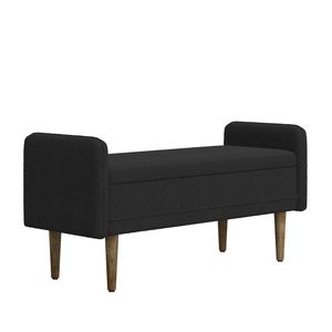 Sgabello contenitore in velluto Teddy nero 116,6 cm x 42,5 cm x 55,2 cm per appartamenti, soggiorni e camere da letto - Product Image 6