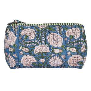 Bolsa de Aseo Acolchada de Algodón Estampada a Mano, Neceser y Bolsa de Maquillaje - Product Image 1