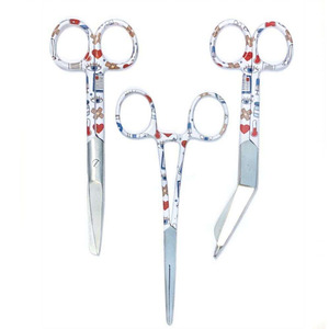 Ciseaux à pansements et pinces à artères en acier inoxydable, revêtement fluoré noir à pois, lot de 3 pièces, ciseaux d'infirmière généralistes - Product Image 3