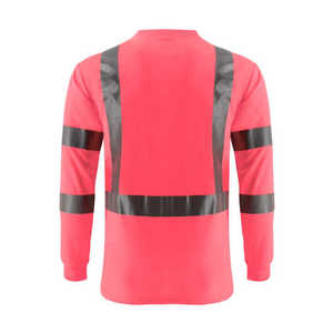 Camiseta de Seguridad de Manga Larga de Poliéster Fluorescente de Alta Visibilidad, Transpirable y de Secado Rápido, con Bolsillo Frontal en el Pecho y Logotipo Personalizado - Product Image 4