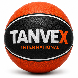 TANVEX Housse de ballon de basketball en PVC, écologique, durable, design orange et noir, logo international - Product Image 1