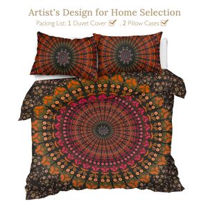 Set Copripiumino Boho Mandala Rosso 3 Pezzi, 200TC 100% Poliestere, Copriletto Vintage con 2 Federe, Misura Super King - Product Image 5