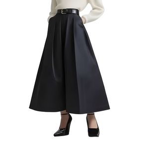 Pantalon taille haute plissé à jambes larges pour femme, élégant, coupe ample, longueur cheville, idéal pour le bureau, sur mesure - Product Image 1