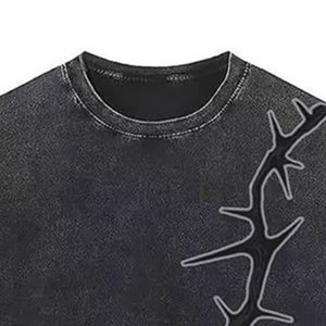 New Arrival Custom Logo Men's Clothing T-shirts Solid Printed 100% Cotton <b>Acid</b> Washed Half Sleeve Quick Breathable <b>Drop</b> Shoulder - Product Image 4