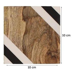 Resin & Wood Square <b>Coasters</b> Set with Black White Stripe Design Modern Non-Slip Mats Eco-Friendly & Durable <b>for</b> <b>Drinks</b> - Product Image 6