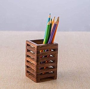 Wooden Pen Stand for <b>Desk</b> Organizer Handmade Wooden Pencil Holder for Office Home Decor - Product Image 1