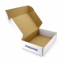 Boîte de livraison pliable de haute qualité avec logo personnalisé, extérieur blanc, intérieur en carton kraft brun, rabat avant imprimé