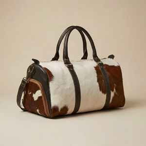 Sac de voyage en cuir de vachette de qualité supérieure, design robuste et portable avec fermeture éclair, pour hommes et femmes, usage sportif LHDB-0080 - Product Image 5