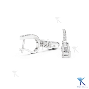 Lab Grown Diamond Baguette Cut Pave <b>Hoop</b> Leverback <b>Earrings</b> 100% <b>Solid</b> Gold Filled Diamonds Women's Bridal Wedding Gift Jewelry - Product Image 6