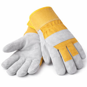 Guantes de Trabajo para Manipulación de Ladrillos con Protección Extendida en la Muñeca, Palma de Cuero Vacuno, Suministro de Fábrica, Grado Industrial - Product Image 1