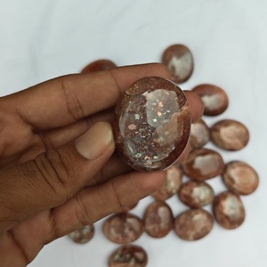 Pierre de paume en pierre de soleil dorée et pierre de lune noire de qualité supérieure |   Cristal de diamant naturel poli, thème Amour, guérison énergétique - Product Image 5