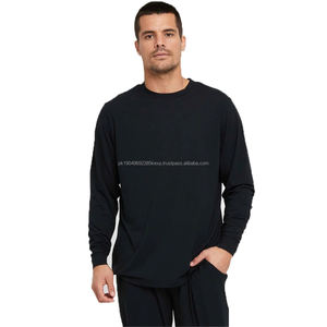 T-shirt graphique sérigraphié personnalisé T-shirt en bambou et élasthanne de haute qualité pour hommes Vente en gros T-shirt basique en bambou à manches longues pour hommes - Product Image 1