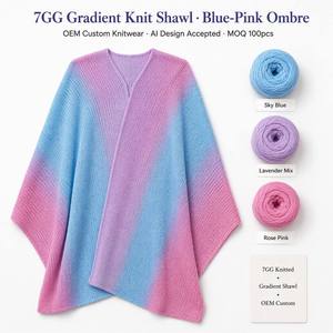 OEM Custom Logo Fringe <b>Knitted</b> Wool/Acrylic Breathable Shawl Wrap Winter Scarf Poncho <b>Cape</b> Factory Direct Wholesale - Product Image 3
