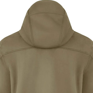 Men's Khaki Hooded <b>Fleece</b> <b>Jacket</b> With Zipper Closure Windproof Casual Style Autumn Wear Polyester Shell Regular Fit - Product Image 5