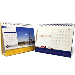 Planificador de escritorio con grabado de logotipo Calendario de logotipo de marca comercial personalizado Calendario de escritorio con grabado de logotipo personalizado promocional