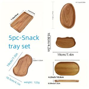 5 pezzi di pratici stoviglie in legno per snack, resistenti al calore e ai graffi, accessori da cucina, stoviglie per feste, decorazioni per la tavola - Product Image 2