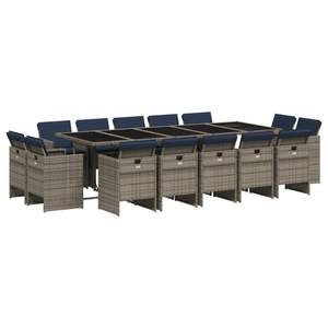Ensemble de 14 meubles de jardin gris et bleu marine pour terrasse - Product Image 2