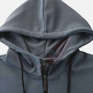 Sweat à capuche pour hommes avec fermeture éclair de couleur unie personnalisée à la mode Sweatshirts pour hommes 100% coton Polyester Logo sur mesure Pull à capuche hiver - Product Image 6
