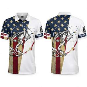 Polo de pêche pour homme avec drapeau américain, séchage rapide, protection UPF 50, impression par sublimation, nom personnalisé - Product Image 1