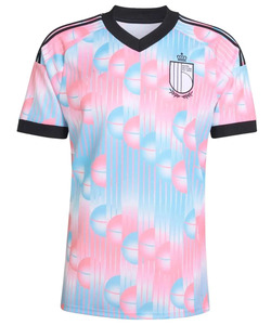 Camiseta Deportiva de Manga Corta con Cuello en V y Estampado Geométrico Rosa y Azul para Hombre, Corte Regular, Transpirable, Tejido de Poliéster - Product Image 1