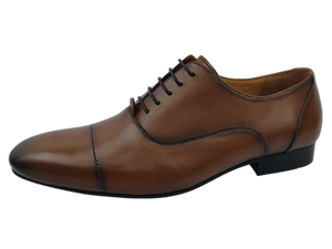 Chaussures Richelieu en cuir véritable marron pour hommes, à bout pointu, à lacets, pour le bureau et la carrière, toutes saisons, bout uni - Product Image 5