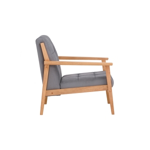Durable Single Seater Armrest <b>Sofa</b> Chair in Gray Upholstery with Sturdy Wood <b>Legs</b> <b>for</b> Ready Nook - Product Image 3