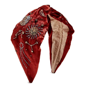 Bandas Elásticas para el Cabello con Cuentas Turquesas y Rojas, Diadema Bohemia Vintage Hecha a Mano en India para Mujeres y Niñas - Product Image 1