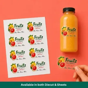Custom Durable Waterproof Matte UV Resistant <b>Transparent</b> Vinyl <b>Stickers</b> for Packaging Bottles and Jars - Product Image 1