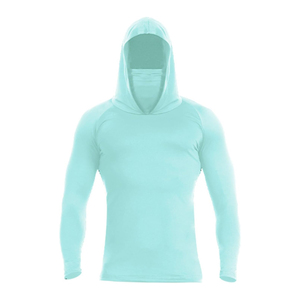 Camisa de Pesca con Capucha para Hombre, Protección Solar UPF 50, Color Verde Menta, Manga Larga, con Máscara Facial, Anti-UV, Secado Rápido, ODM OEM - Product Image 2