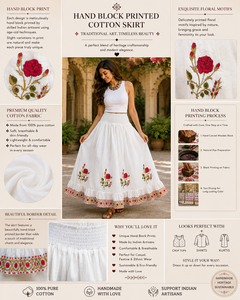 Heritage <b>White</b> Garment Women Vintage Rose Print Tiered <b>Maxi</b> Bottom Smocked High Waistband Gathered Ruffle Layered Outwear - Product Image 4