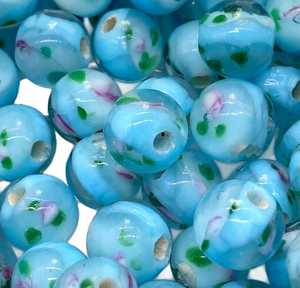 Perles en verre soufflé à la main en forme de champignon, feuille et motifs floraux, couleurs mélangées, perles intercalaires lâches pour la fabrication de bijoux DIY - Product Image 3