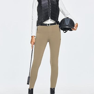 Culotte d'équitation taille haute pour femme, longueur intégrale, tricotée, extensible dans quatre directions, antibactérienne, écologique, avec poches, couleur unie - Product Image 2