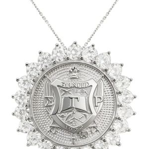 Sunburst SGRHO Shield Pendant Sterling Silver Sorority <b>Inspired</b> Greek Sisterhood Necklace Charm Elegant <b>Jewelry</b> Gift for Women - Product Image 2