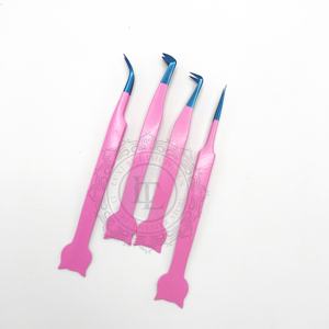 Vente chaude Pince à cils en acier inoxydable de haute qualité Rainbow Point Rose foncé Durable Plain Grip Logo Privé Option - Product Image 1