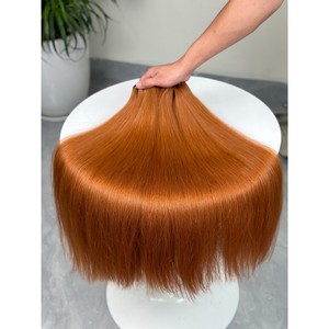 Extensions de cheveux vierges vietnamiens en cuivre, couleur roux gingembre, trame plate, soyeuses, lisses et brillantes, ultra-lisses, double tirage, vente en gros - Product Image 2
